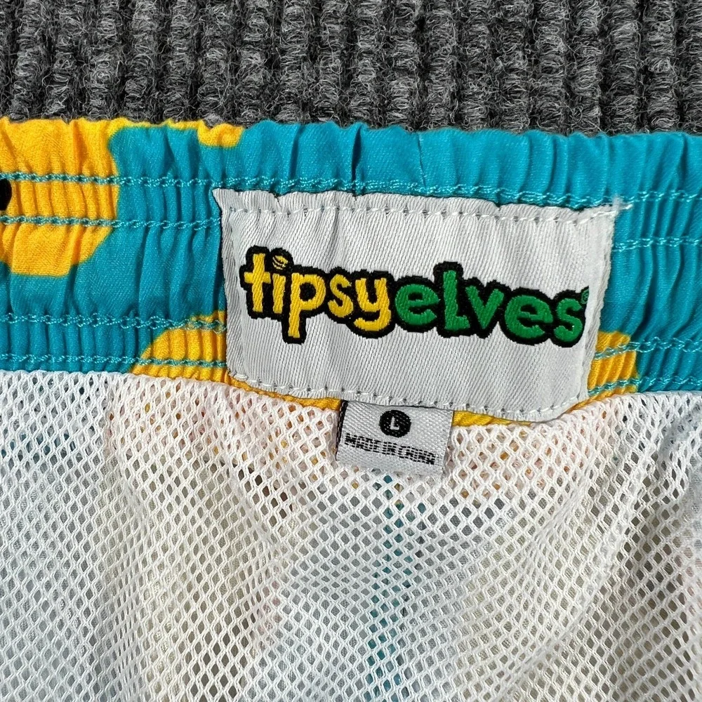 Tipsy Elves Swim Shorts Trunks Mens Large‎ Rubber Ducks Geometric Beach Pool New